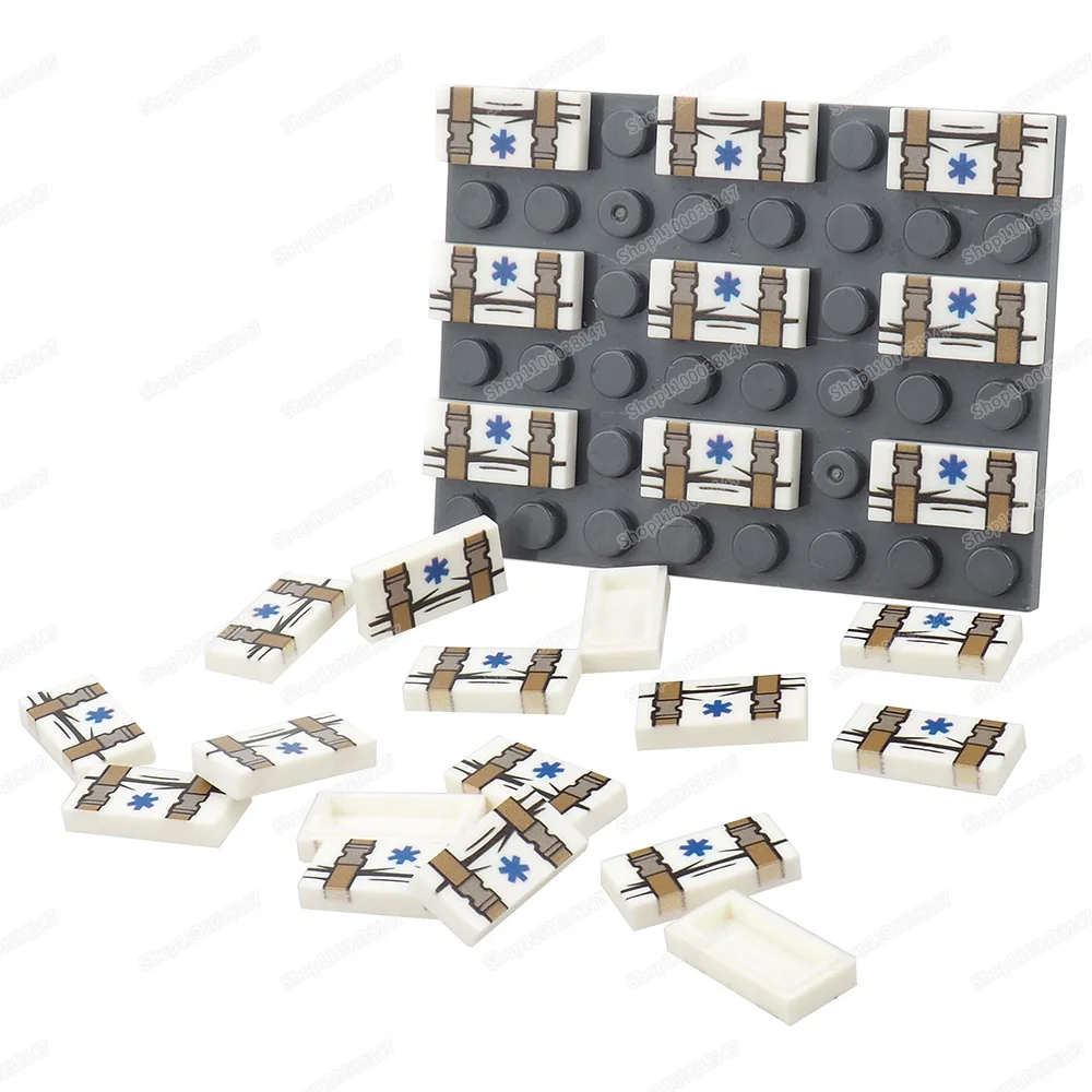 Star of Life Tracolla di serraggio Modello 3069 Building Block 1x2 Piastrelle Stampate Figure MOC Kit di pronto soccorso Modelli di scena Parti Giocattolo