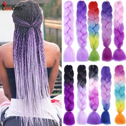 Tresses synthétiques ombrées arc-en-ciel, extensions de cheveux, boîte de tissage au crochet, postiches, 24 en effet 100g