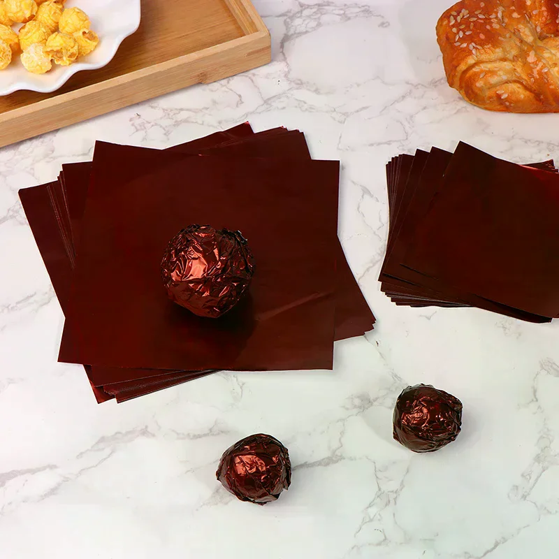 

100 шт., оберточная бумага из алюминиевой фольги для кофе, свадебная упаковочная бумага для шоколада, листы бумаги для свадебной вечеринки, упаковка конфет