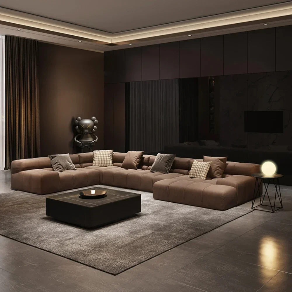 

Light Luxury Technology Fabric Sofa Living Room Complete Atmosphere Tofu Block
