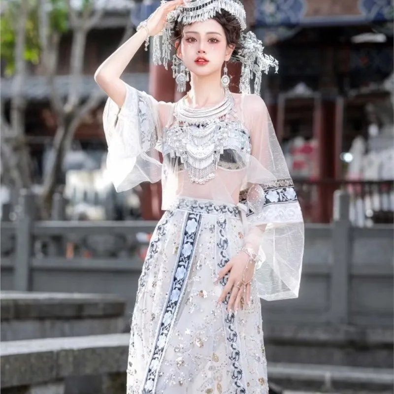 |High Quality Miao' S Girl New Miao Costume Xishuangbanna Yunnan Trip Shoot Ethnic Style Studio Photography Clothes·