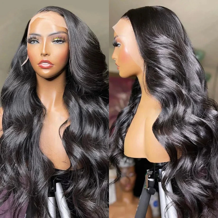 Perruque Lace Front Body Wave Brésilienne Naturelle, Cheveux Humains, 13x4, 13x6, HD Transparent, pour Femme Africaine, en Solde