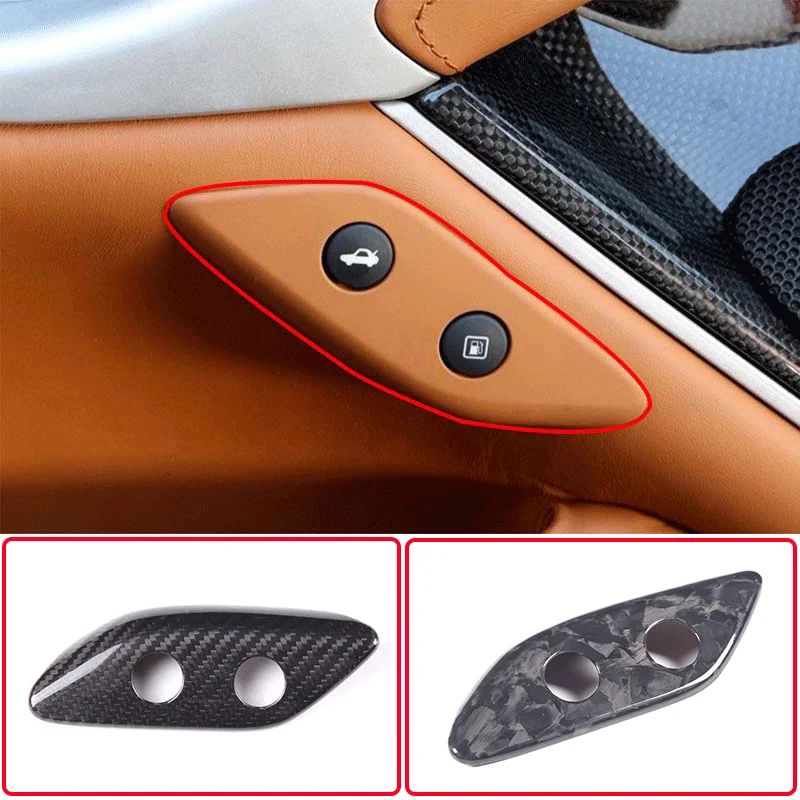 

For 2013 Ferrari F12 Berlinetta real carbon fiber car styling indoor fuel tank switch cover sticker car interior accessories