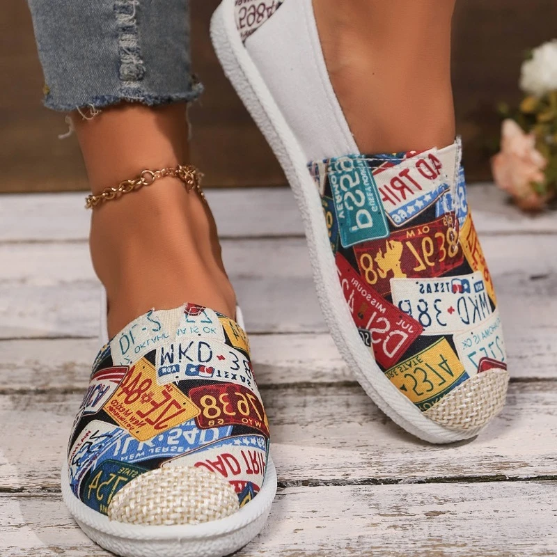 New 2025 Flat Bottom Single Shoes Fashionable Comfortable Lightweight Printed Rubber Sole Spring Autumn Casual Shoes
