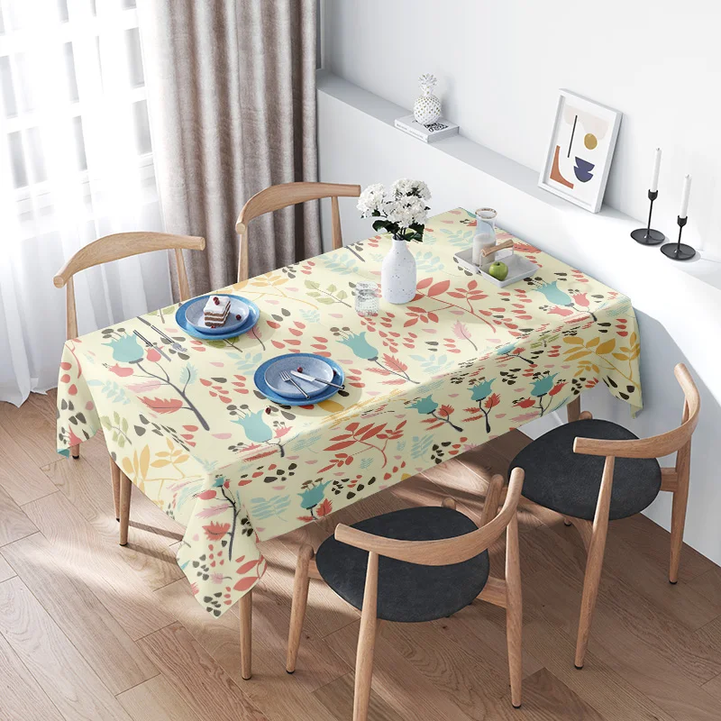 Multicolor Leaves Tablecloth Flower Design Placemats Set for Dining Room Decor Modern Printed Kitchen Linens 3-Piece Home Textil