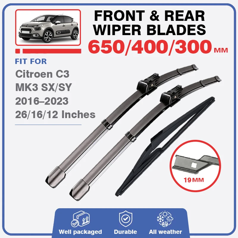 

Front Rear Wiper Blades For Citroen C3 MK3 SX SY 2016 - 2023 Windshield Windscreen Car Accessories 2017 2018 2019 2020 2021 2022