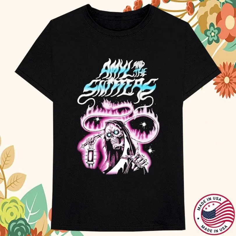 Amyl And The Sniffers Reaper Cotton Black T Shirt Full Size For Men EN982