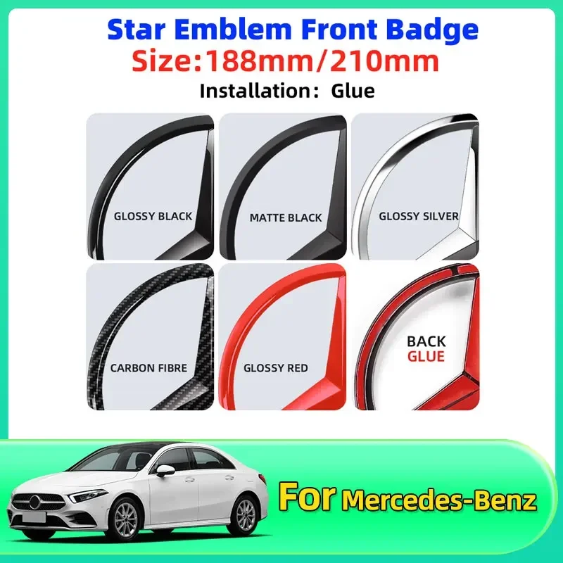 

1pcs 188mm 210mm ABS Car Front Grille Badge Decal Cover Emblem For Mercedes Benz A/B/C/E/S Class GLA CLA GLE GLK CLK CLS GLS GLC