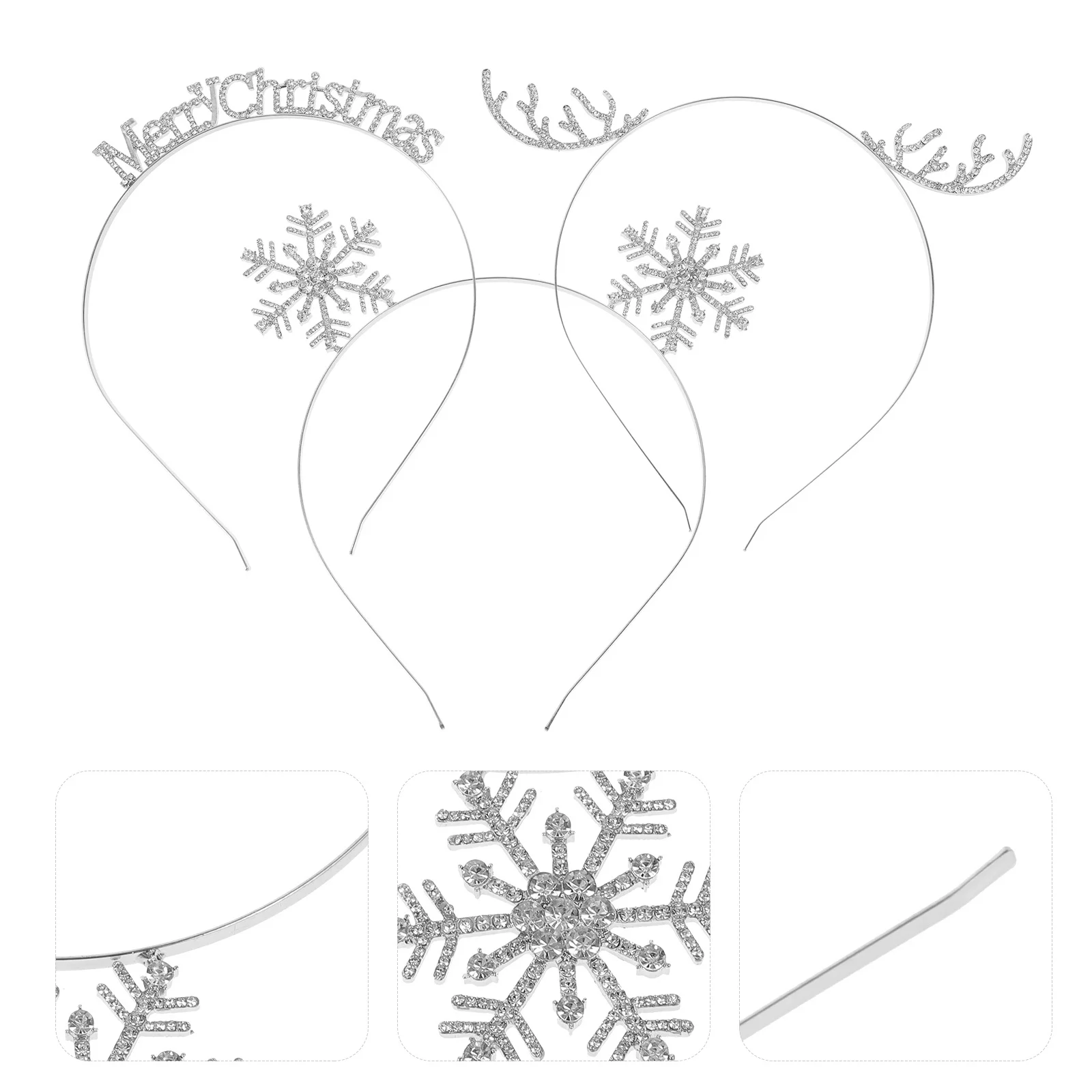 

3Pcs Snowflake Hair Band Shiny Rhinestone Hairband for Holiday Party Women Festival Costume Head Accessory Long-Lasting Wearable
