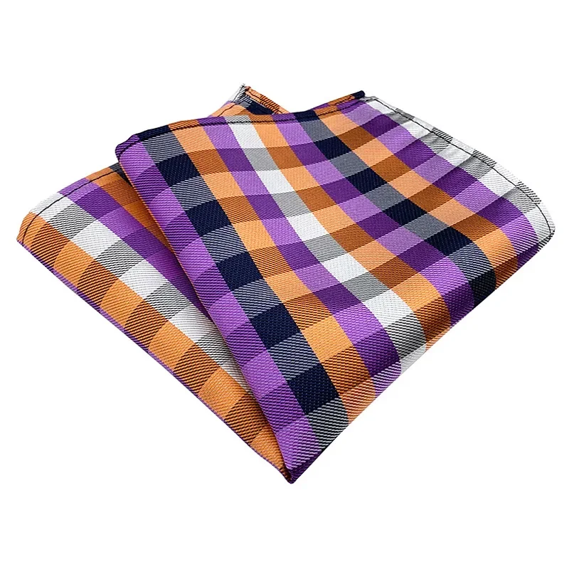 25*25cm Classic Fashion Striped Plaid Polyester Pocket Square for Man Groom Casual Wedding Business Suit Handkerchief Gifts