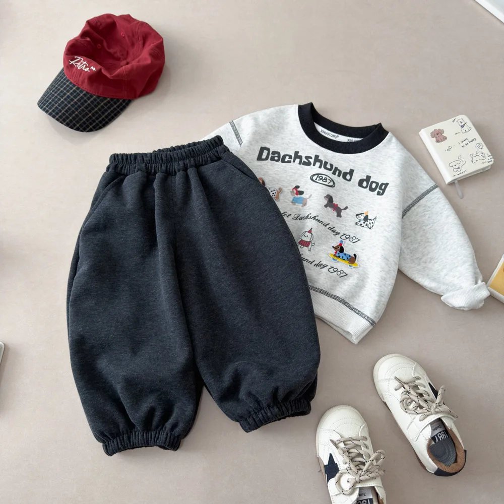 2026 Herbst Kinderbekleidungssets Baby Jungen Mädchen Cartoon Welpen-Print Rundhals-Sweatshirt+Hose 2-teilige Kinder-Freizeitanzüge – Detail 11