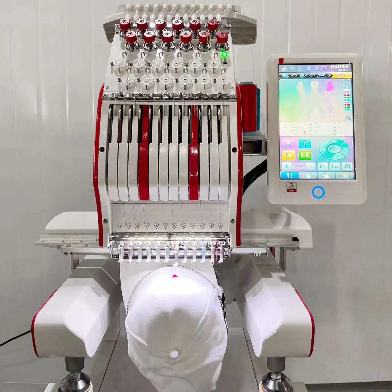 Single Head Embroidery Machine 15 Needles Commercial Computerized Sewing Machine Touch Screen Custom T-Shirt Cap Hat Shop DIY
