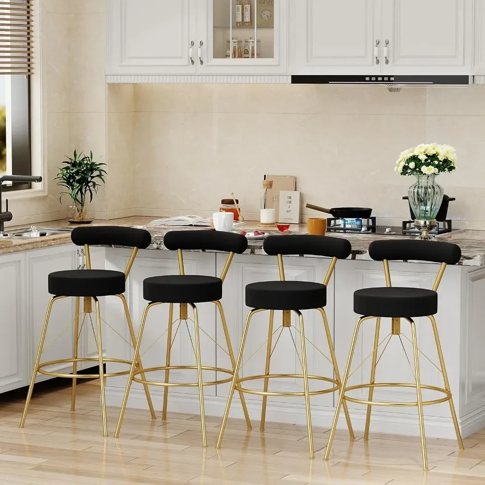 Barhocker-Set, 2er-Set, drehbare Theken-Barhocker mit Rückenlehne, moderner Samt-Barhocker, Kücheninsel, Barstuhl