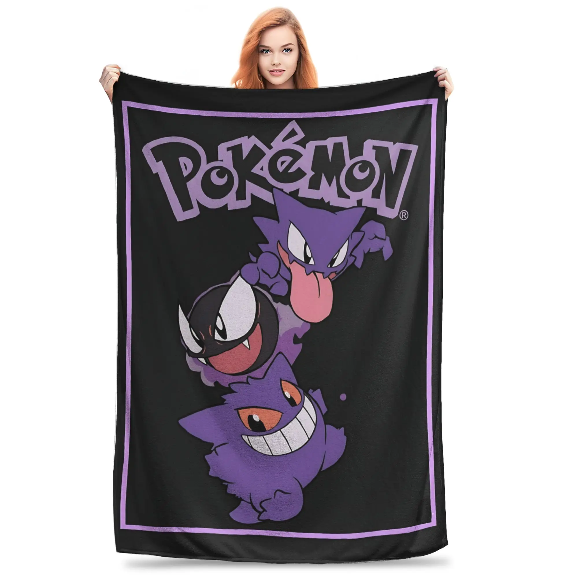 1PC Pokemons Theme Anime Gengar  Winter Blankets for Adults Bedding Home Interior Sofa Knee