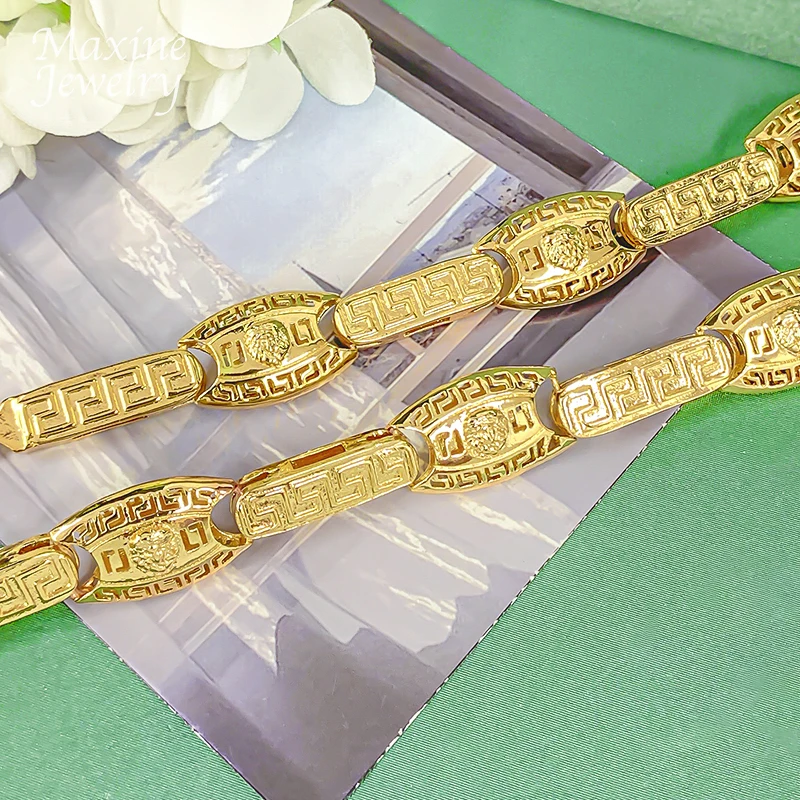 

Длинная золотая цепочка с звеньями, позолоченное ожерелье в стиле хип-хоп, комплект украшений для мужчин, ювелирные изделия для помолвки, роскошные подарки для вечеринок