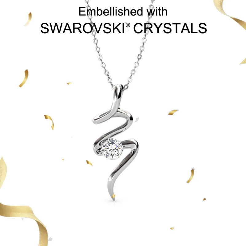 

Daisini Women's 925 Sterling Silver Elegant Jewelry Pendant Necklace with Swarovski Crystals 18k White Gold Plated Jewelry