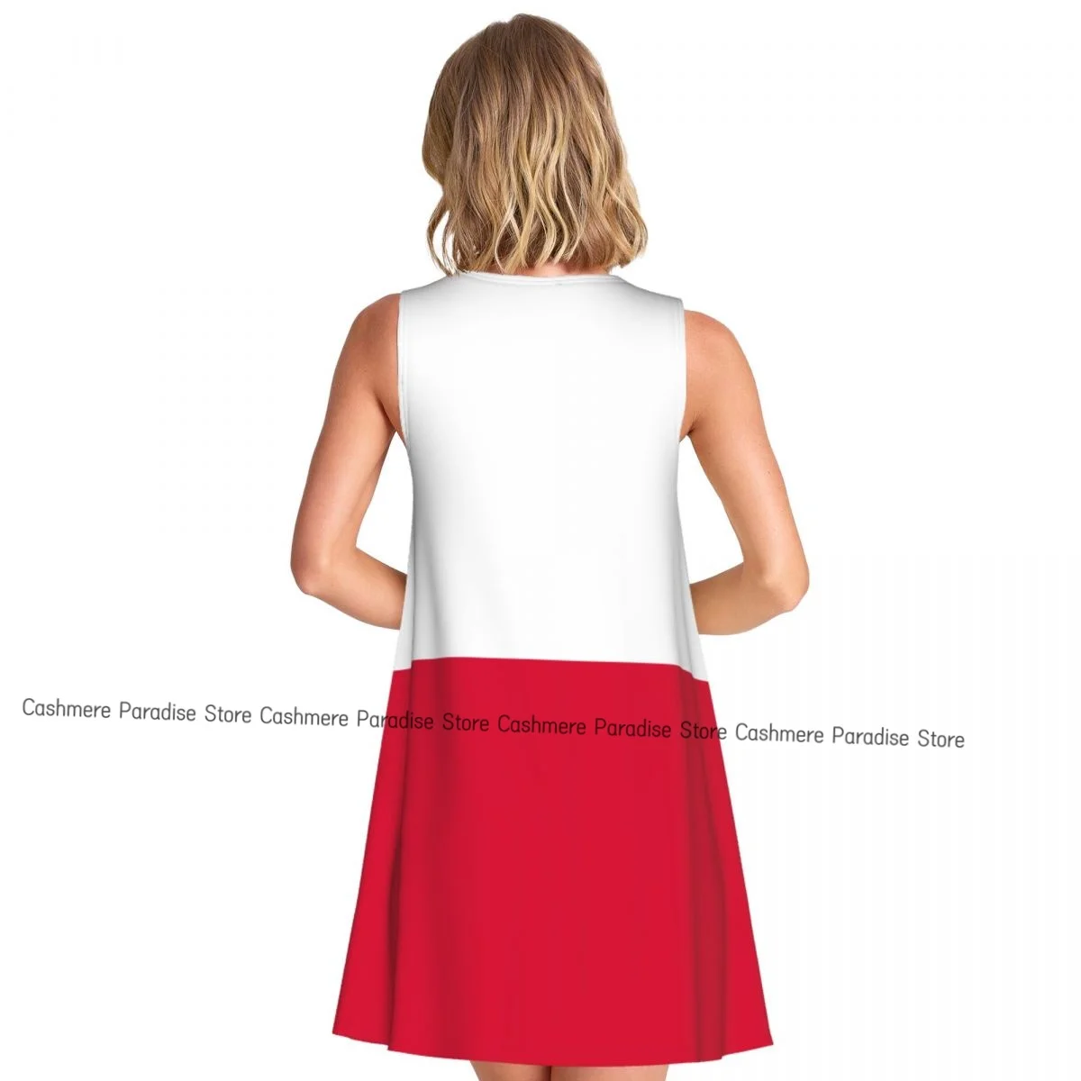 レディースドレス ポーランド国旗 サマーカジュアル Tシャツドレス ビーチカバーアップ タンクドレス