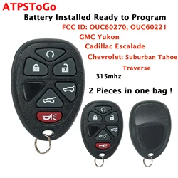 2PCS Car Key Fob For 2007 2008 2009 2010 2012 2013 2014 GMC Yukon Chevrolet Suburban Tahoe Remote Key Fob 4 Buttons OUC60270