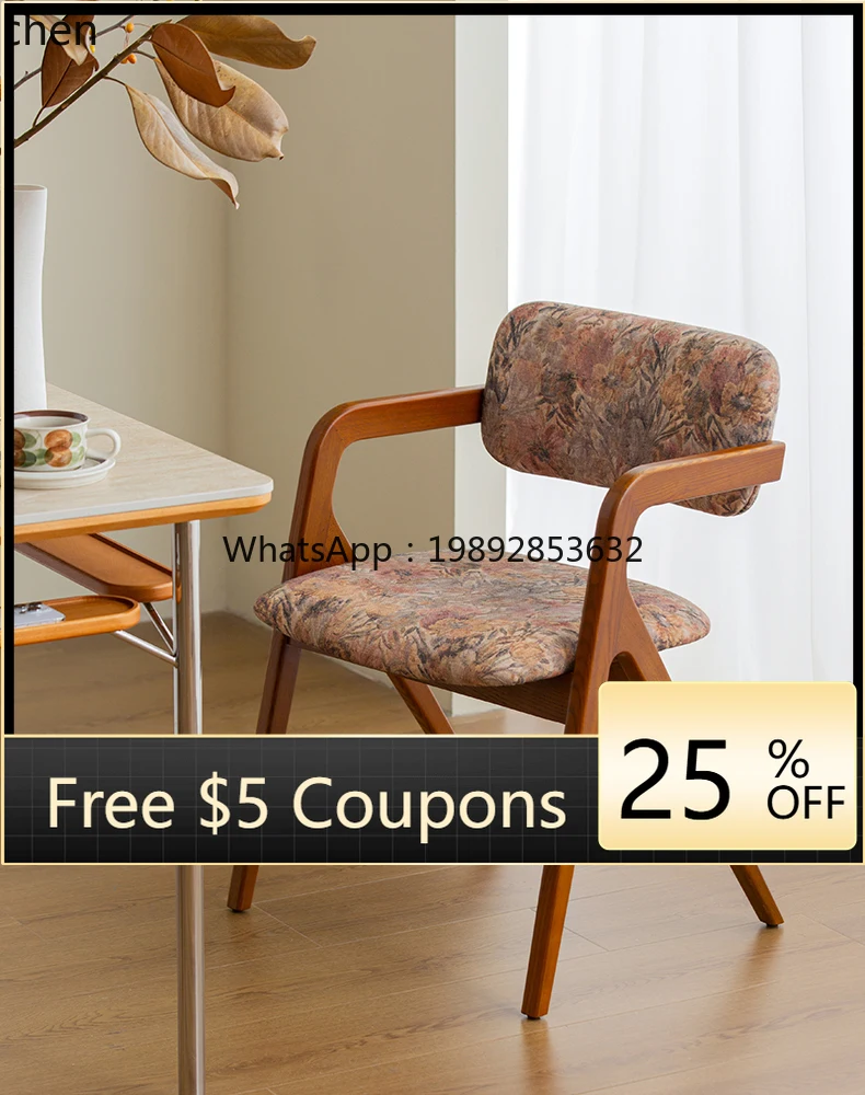 H1 retro solid wood dining chair chair light luxury comfortable sedentary back chair