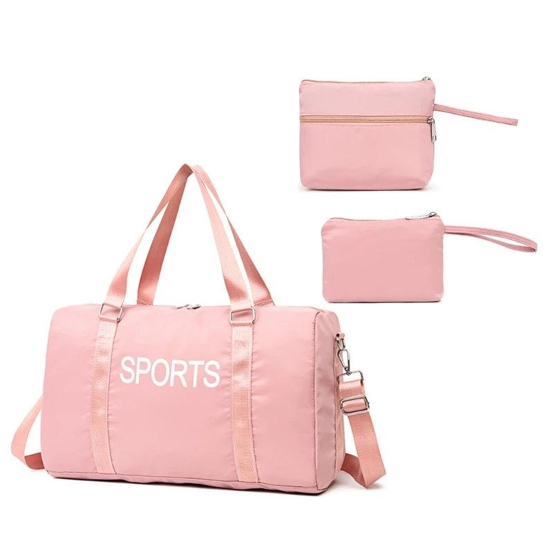 Conjunto bolsa almacenamiento equipaje con diseño letras para mujer, bolso hombro espacioso, bolso gimnasio y