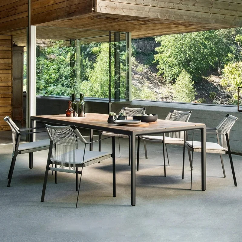 

Waterproof Rattan Table and Chairs Set for Villa Outdoor Garden Terrace, Anticorrosive Patio Furniture Combination