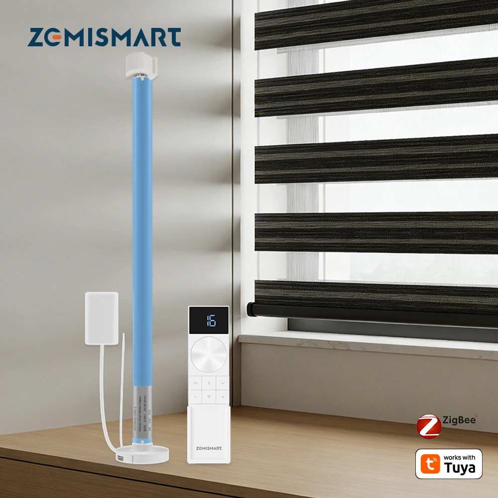 Zemismart Zigbee Rechargeable Roller Shade Blinds Motor for 17 20 25 28mm Tube Smart Curtain Engine Works with Tuya Smart Life