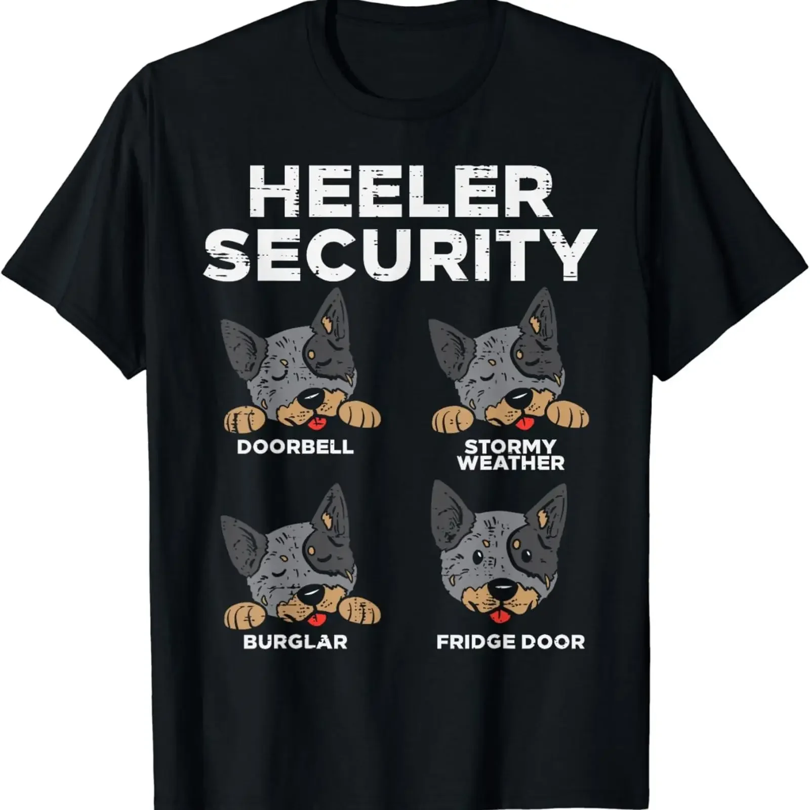 Heeler Security Funny Blue Red Australian Cattle Dog T Shirt vintage Washed Soft Versatile Comfortable Unisex designer clothes