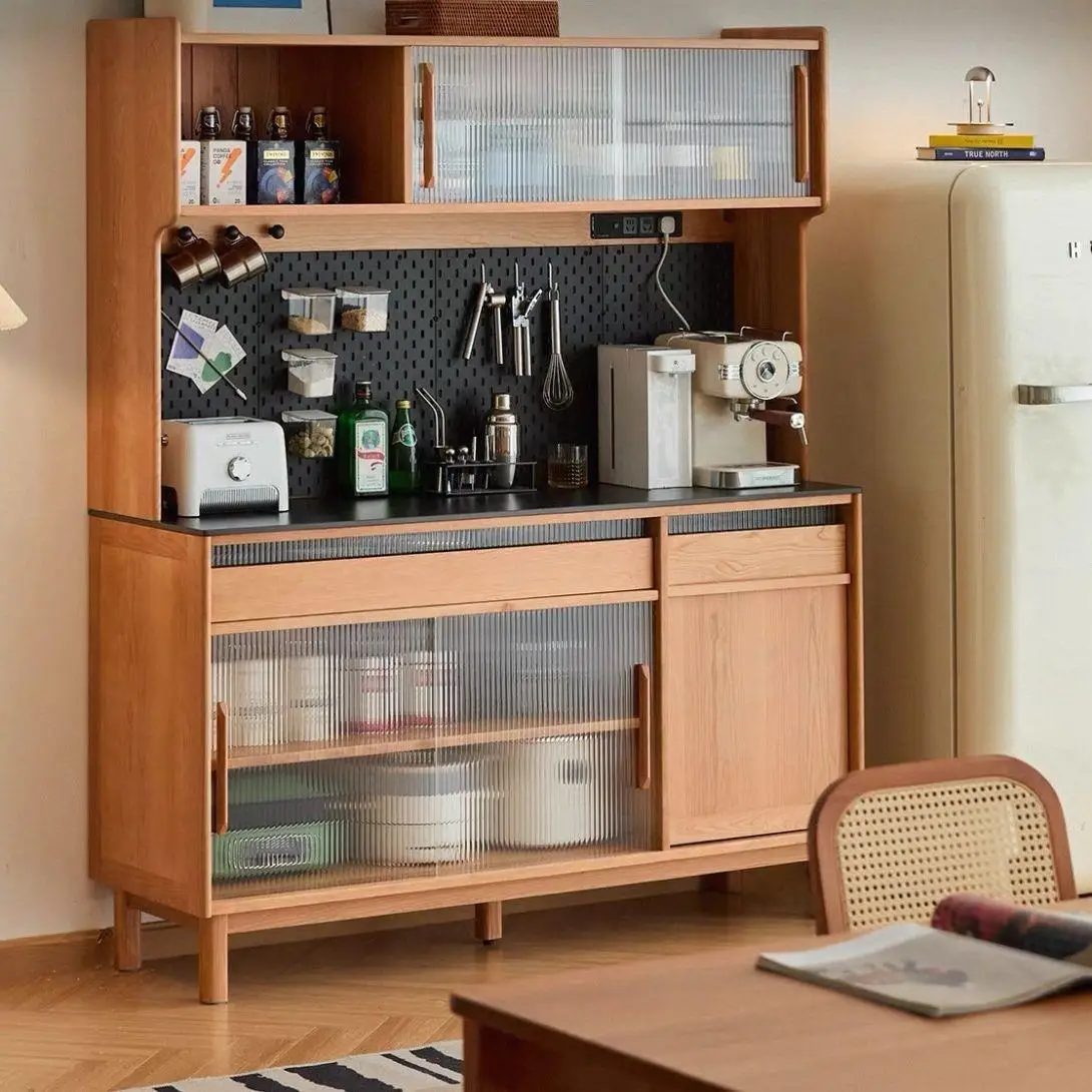 

Customizable Side Cabinet Cherry Wood Nordic Solid Wood Wall Integrated Slate Cabinet Locker