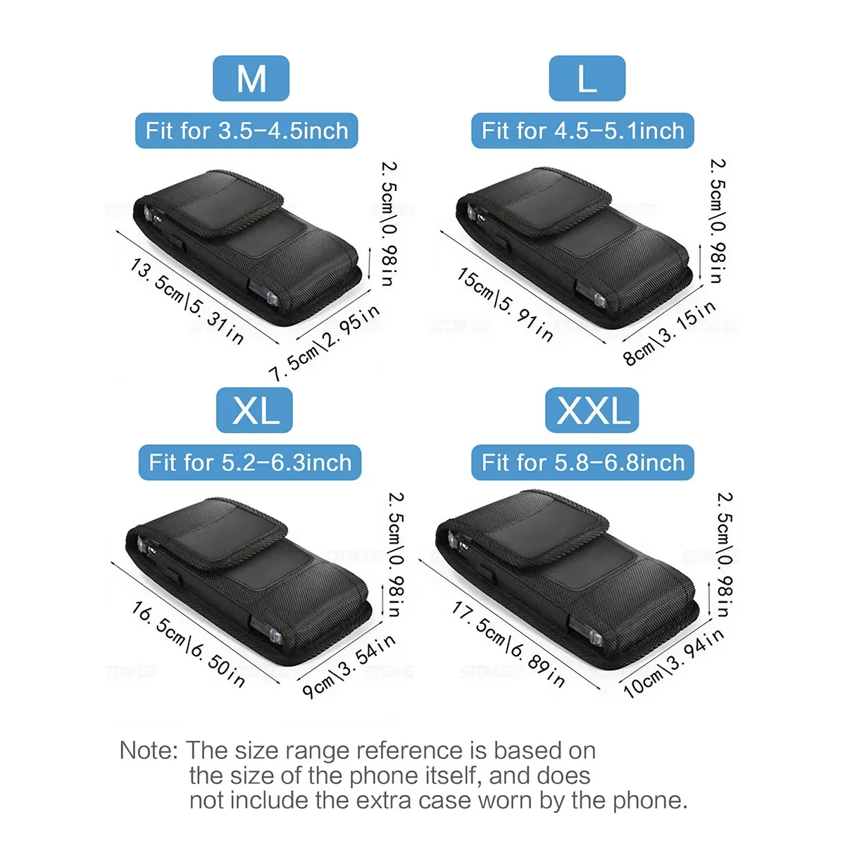 3.5 to 6.8 Inch Phone Nylon Pouch with Belt Clip Holster Case Pen Pocket Card Holder Waist Bag for Smartphone Accessories