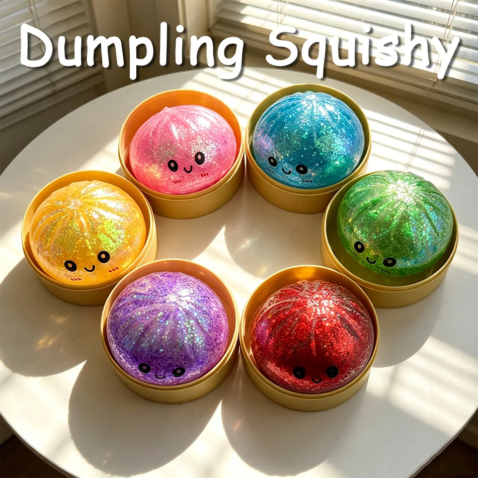 Em Estoque: Brinquedo Sensorial Squishy Glitter Dumpling em Caixa Surpresa para Alívio do Estresse e Decoração de Mesa