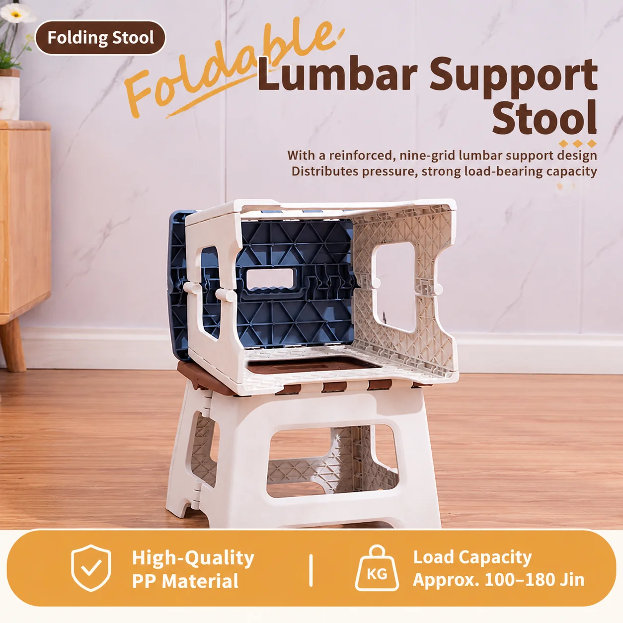 Stepladder Folding Chair Stool Stepladder Easy to Carry Anti-Slip Fishing Mountain Climbing Sports Events Outdoor Activities