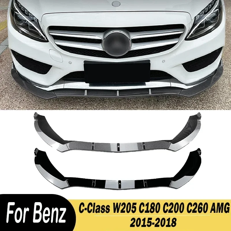 

Для Mercedes Benz C-Class W205 C180 C200 C260 AMG 2015 2016 2017 2018 3 шт. автомобильный передний бампер, диффузор для губ, сплиттер, комплекты кузова