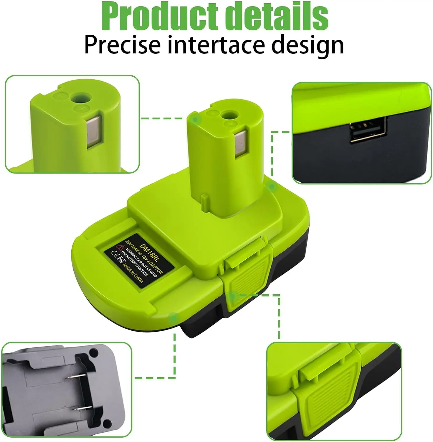 Imagem -03 - Adaptador Conversor de Bateria para Milwaukee Dewalt 20v Max Llithium Converter Bateria para Ryobi Ferramentas Elétricas Broca Dm18rl 18v