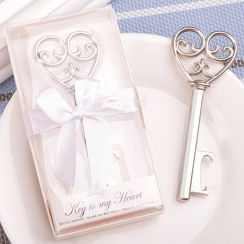 

12 pcs/lot Souvenir Wedding Gifts Personalized Beer Opener Heart Shape Opener With Box Alloy Presents For Party Guest