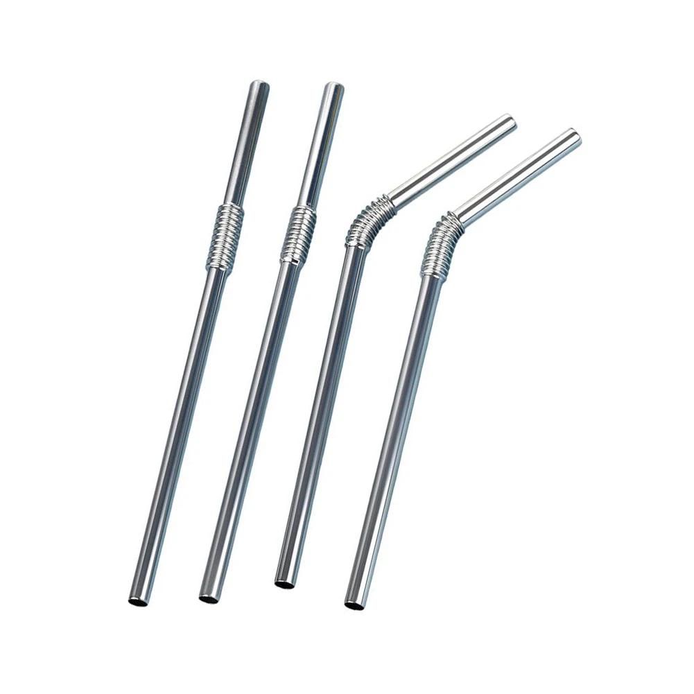 2/4pcs Flexible 304 Stainless Steel Straws Bendable Reusable Straws  For Compatibility With Common Cup And Bottle Sizes