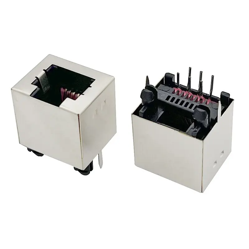 

RJ12 connector with 52 straight insertion interface, 6P6C crystal head socket with shielding shell, vertical PCB socket