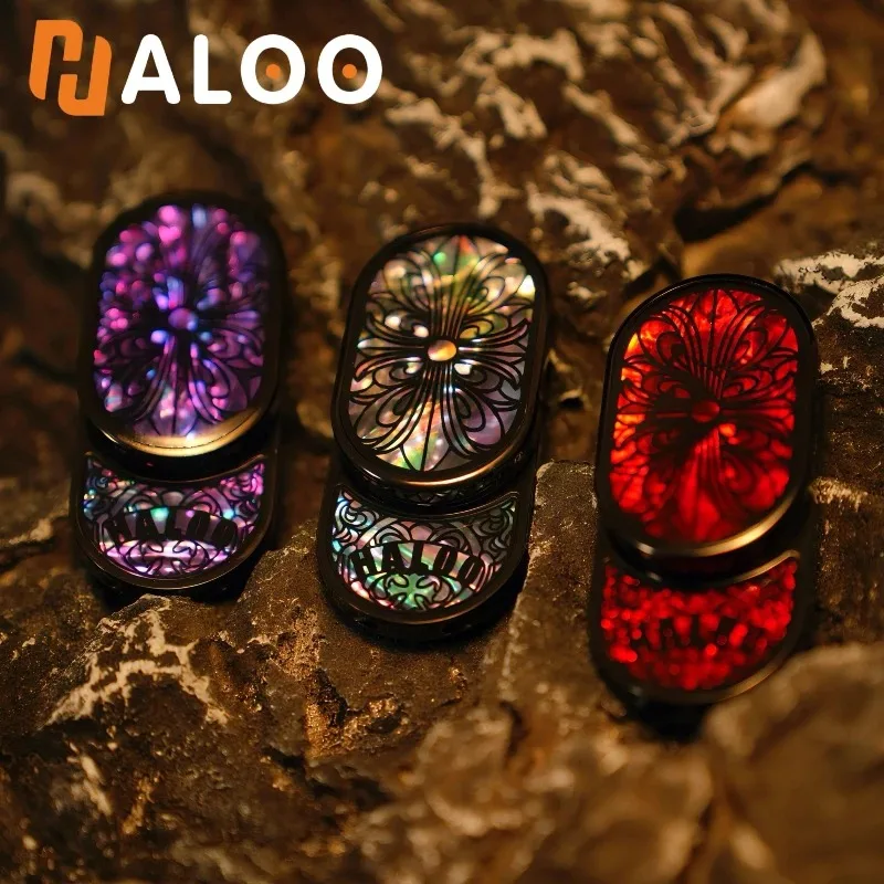 HALOOPLAYERedc Hello Heart Rhythm Direct Push Rotating Mechanical Crystal Sealed Metal Fingertip Push Card Decompression Toy