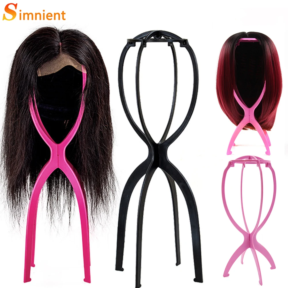 New Style High Quality Colorful Plastic Wig Stand Portable Folding Wig Head Stand Hold For Display Travel Wig Stand For All Wigs