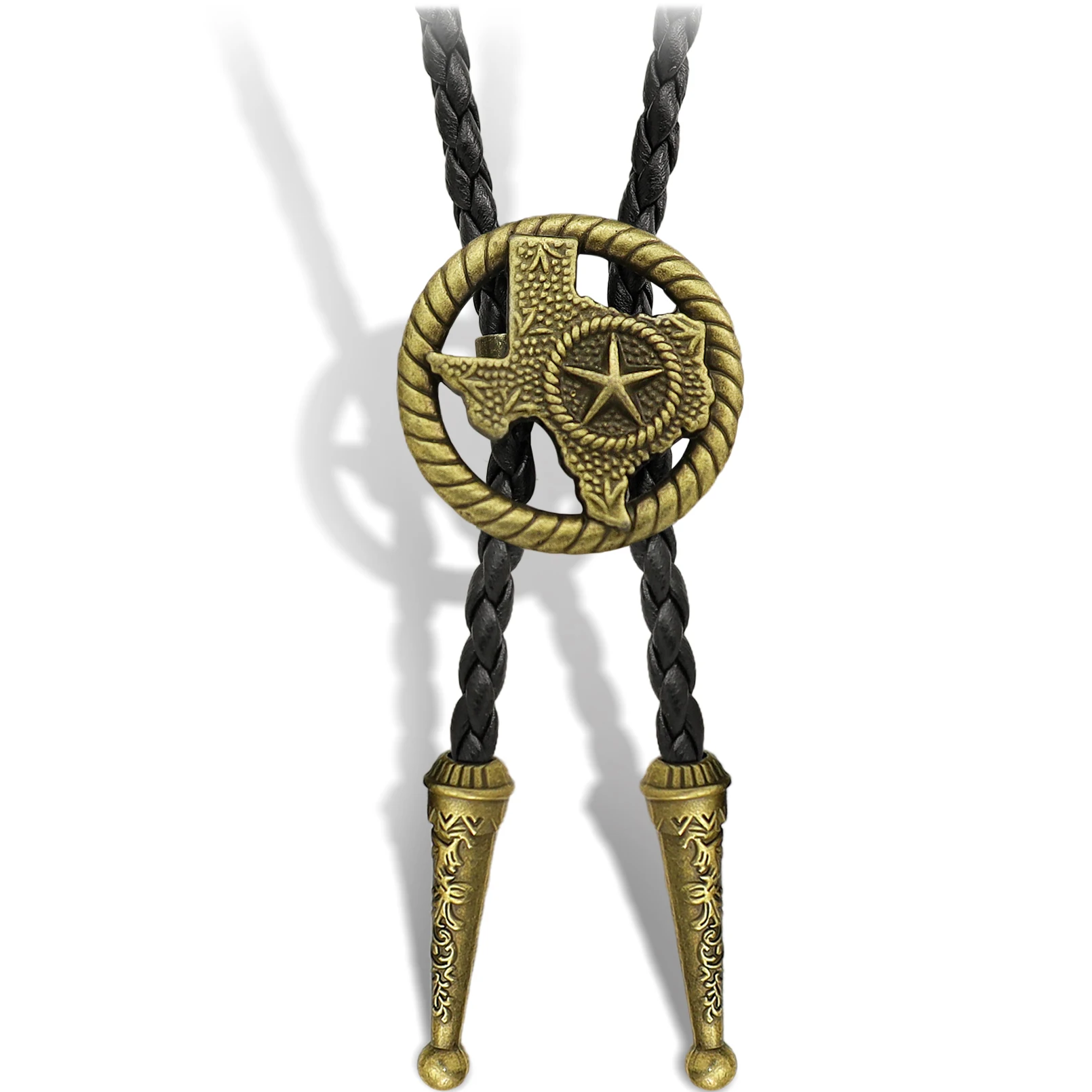 Bola Tie Cowgirl Accessories Vintage Patterned Carved Pendant Bolo Tie Western Cowboy Leather Necktie Men's Costume Accessory