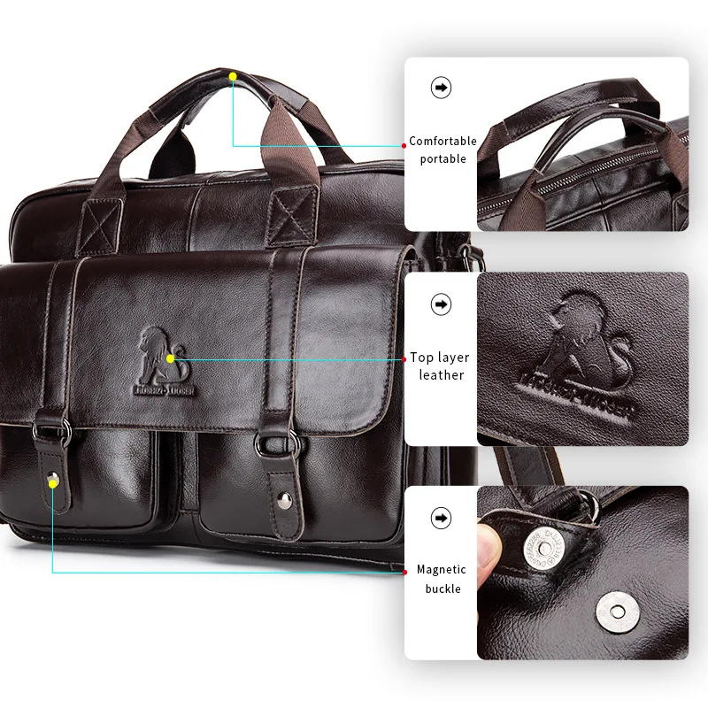 Slip da uomo borsa a mano in vera pelle 15.35 "borsa a tracolla Messenger per Laptop per documenti borsa da uomo borsa da lavoro per ufficio