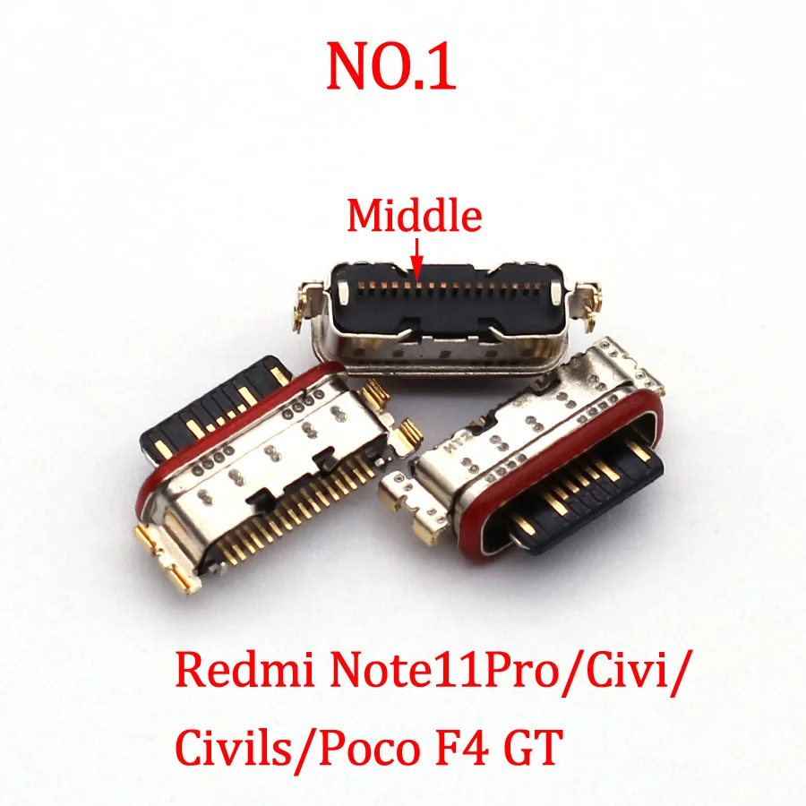 10PCS USB Charger Connector For Xiaomi Mi Civi 2 1S/F4 GT Redmi Note 12 11 Pro/K50/K60/K60Pro/Note 11S 11E 11R 11T Charging Port