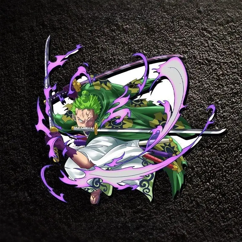 Japanese Personalized Creative Pirate King Animation Roronoa Zoro Car Sticker Electric Motorcycle JDM Anime Decoration Sticker