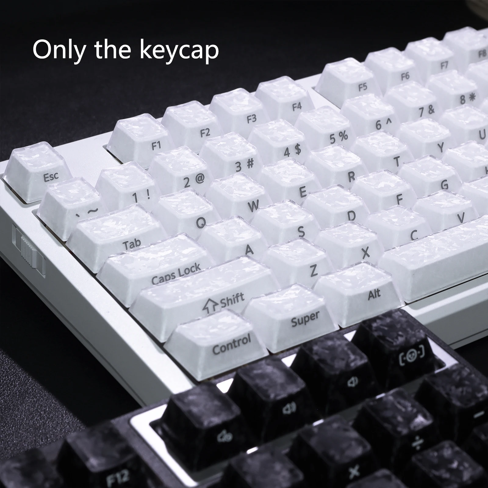 Forged carbon fiber matte bicolor injection-molded PBT keycaps, Cherry height, suitable for magnetic switch mechanical keyboards