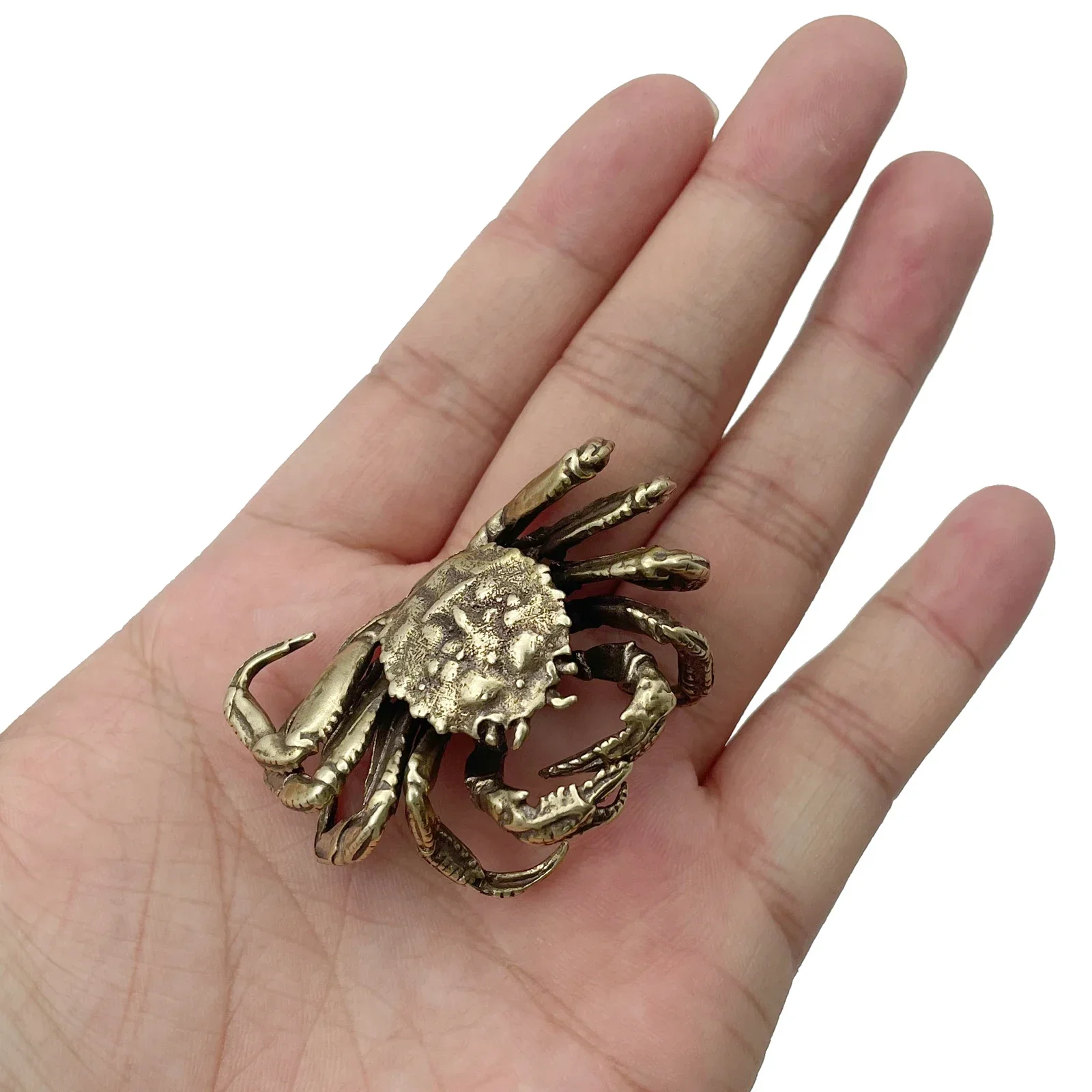 Antique Bronze Small Crab Statue Tea Pet Ornament Pure Brass Solid Animal  Decoration Accessories Living Room Decoration