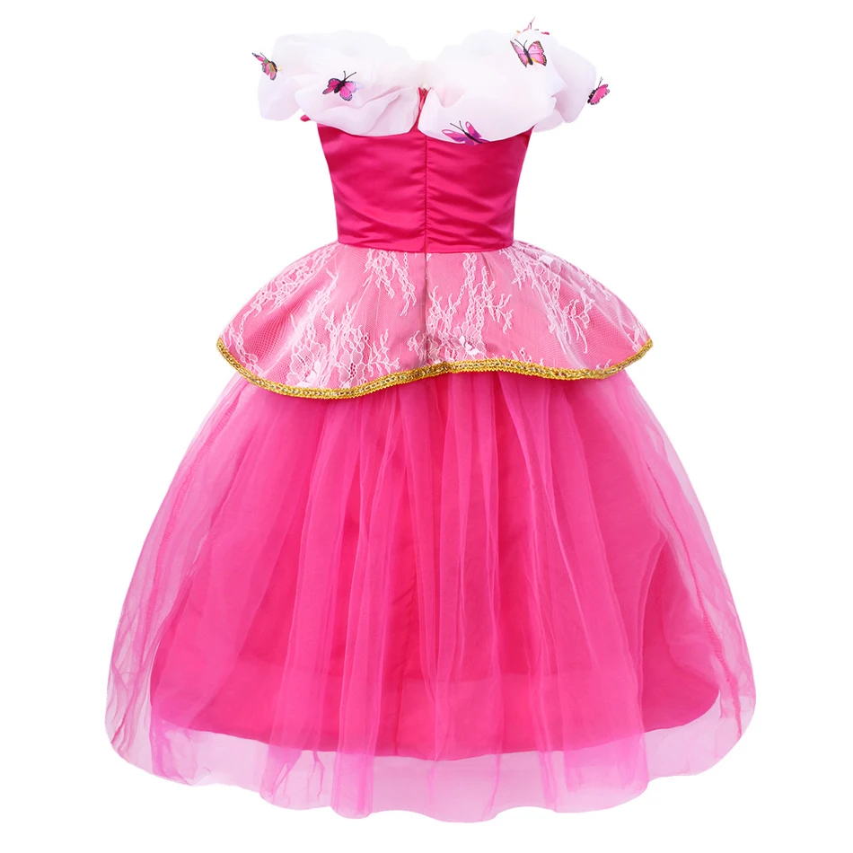 Girls Sleeping Beauty Dress Kids Butterfly Aurora Ball Gown Children Fancy Party Prom Frocks Off Shoudler Princess Costume 3-10T