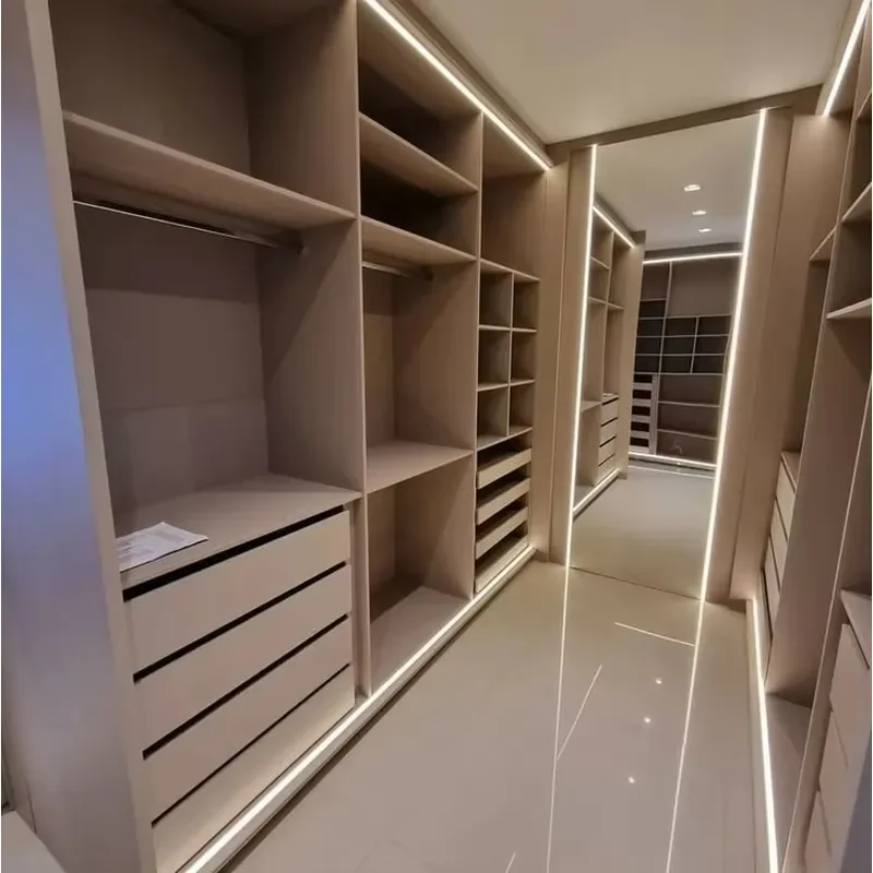 High End Walk-in Closet System Modern Sliding Mirror Wardrobe for Home Villa Hotel