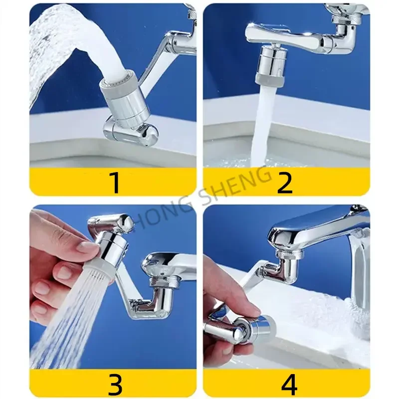 1440 Degree Universal Tap Aerator Splash-proof Swivel Water Saving Plastic Faucet Spray Head Wash Basin Tap Extender Adapter