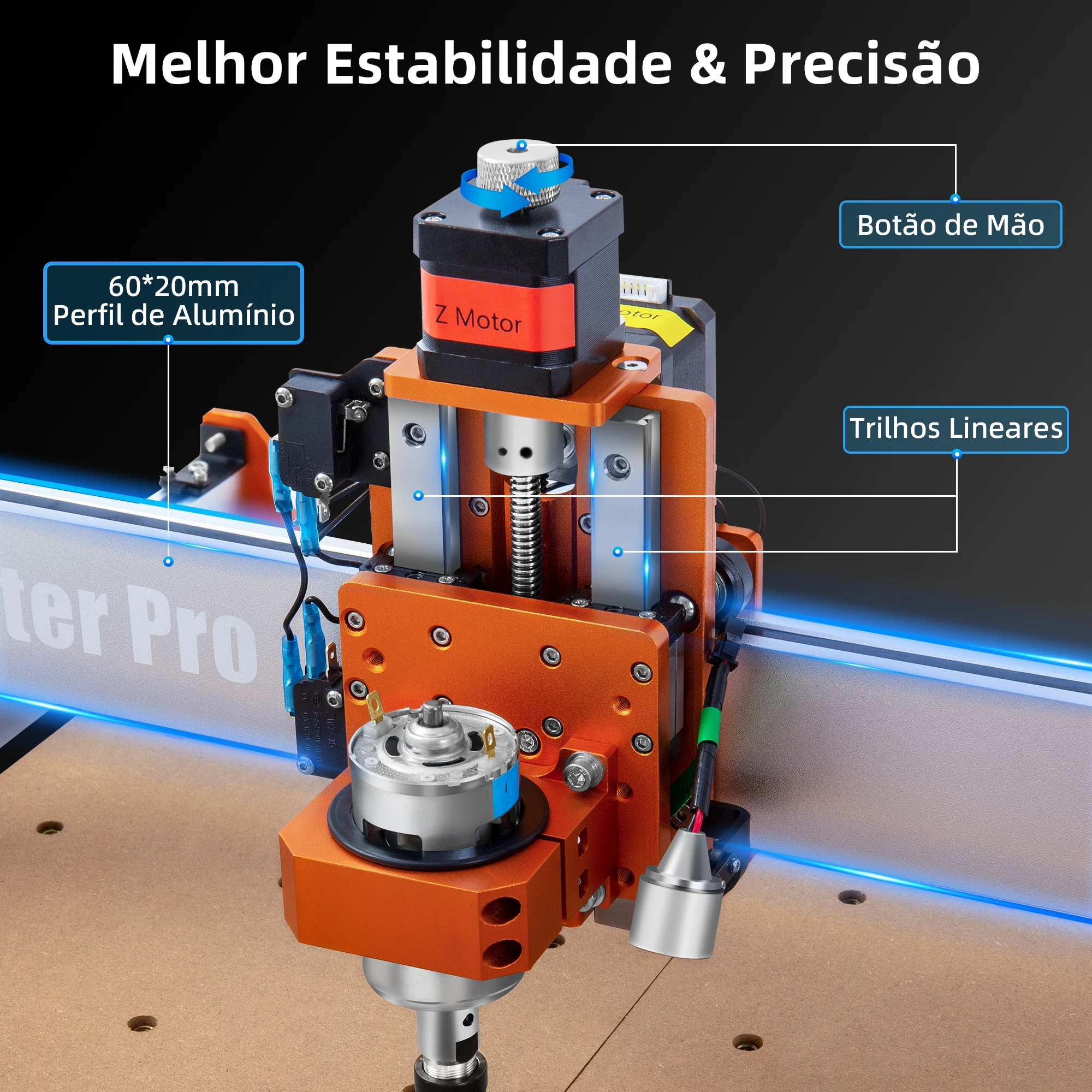 FoxAlien CNC Router Máquina Masuter Pro, All Metal Frame Linear Rails Drive para Madeira Alumínio Escultura Corte Fresagem Tupia