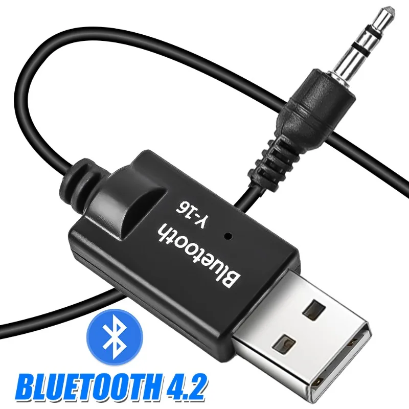 USB Bluetooth Adapter 3.5MM AUX Jack Audio Receiver Cars Stereo Wireless Adapter Bluetooth 4.2 Portable Car Electronics Parts