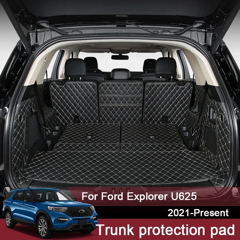 

Стайлинг автомобиля, коврик на задний багажник для Ford Explorer U625 2021-2024, кожаный водонепроницаемый коврик для багажника, внутренние аксессуары